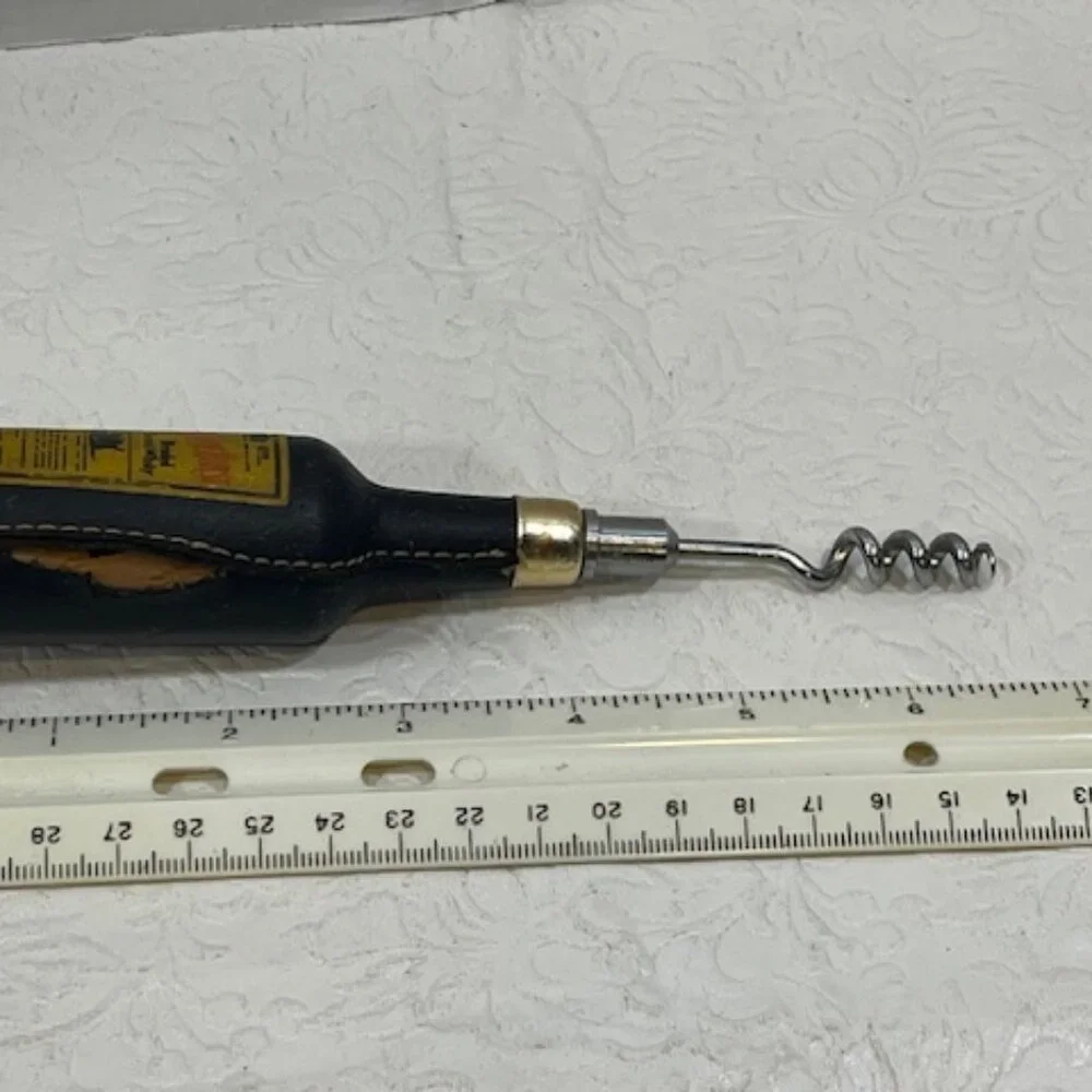 VTG Leather Wine Opener Corkscrew White Horse Blended Scotch Advertising 6.5
